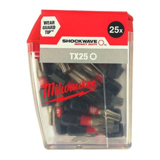 25er Sparpack Milwaukee Schrauberbit SHOCKWAVE TX25/25mm