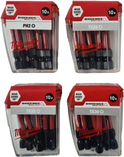 10er Sparpack Milwaukee Schrauberbits SHOCKWAVE