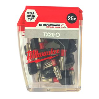 25er Sparpack Milwaukee Schrauberbit SHOCKWAVE TX20/25mm