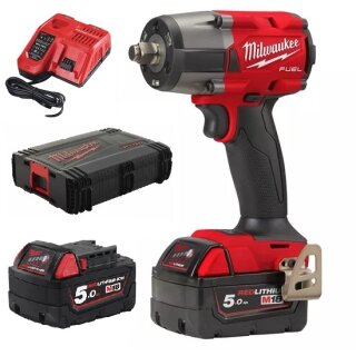Milwaukee M18FMTIW2F12-502X ½" Vierkant Akku Schlagschrauber mit Sprengring 2x 5,0Ah Akku + Lader