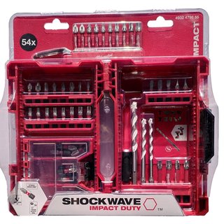 Milwaukee Shockwave Multimaterialbohrer- und Bit-Set 54-teilig inkl. Karabiner-Bit-Set