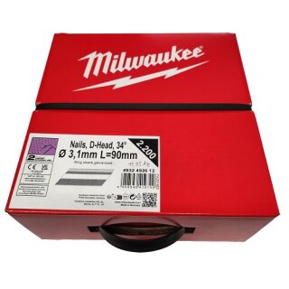 Milwaukee D-Kopf-Nägel für M18FFN 7,4 x 3,1 x 90 mm, Ringschaft 